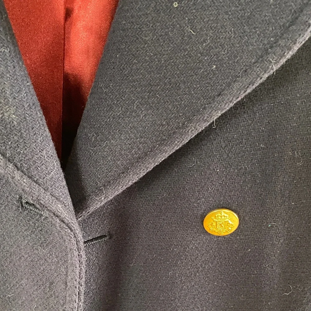 J Crew Stadium Cloth by Nello Gori Women's Dark Blue Peacoat with Gold Buttons - Picture 3 of 5